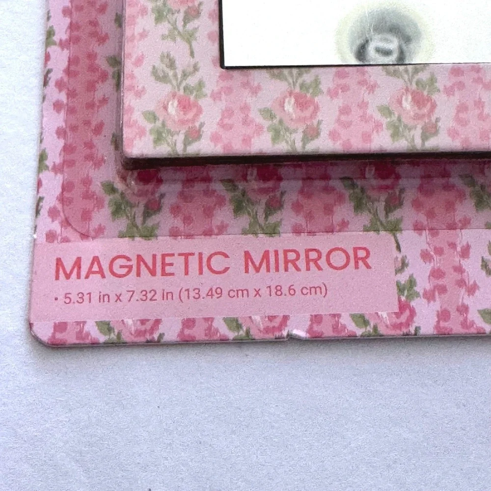 LoveShackFancy x Target Magnetic Mirror Floral Bow Locker Decor Pink 5x7